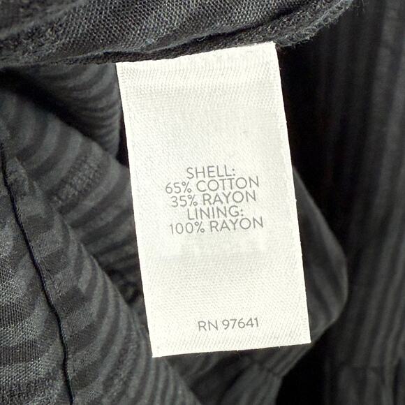 J. Jill Dress SZ Petite Medium Tiered Flounce Hem Midi Blk Gray Stripe Cotton - Picture 14 of 16